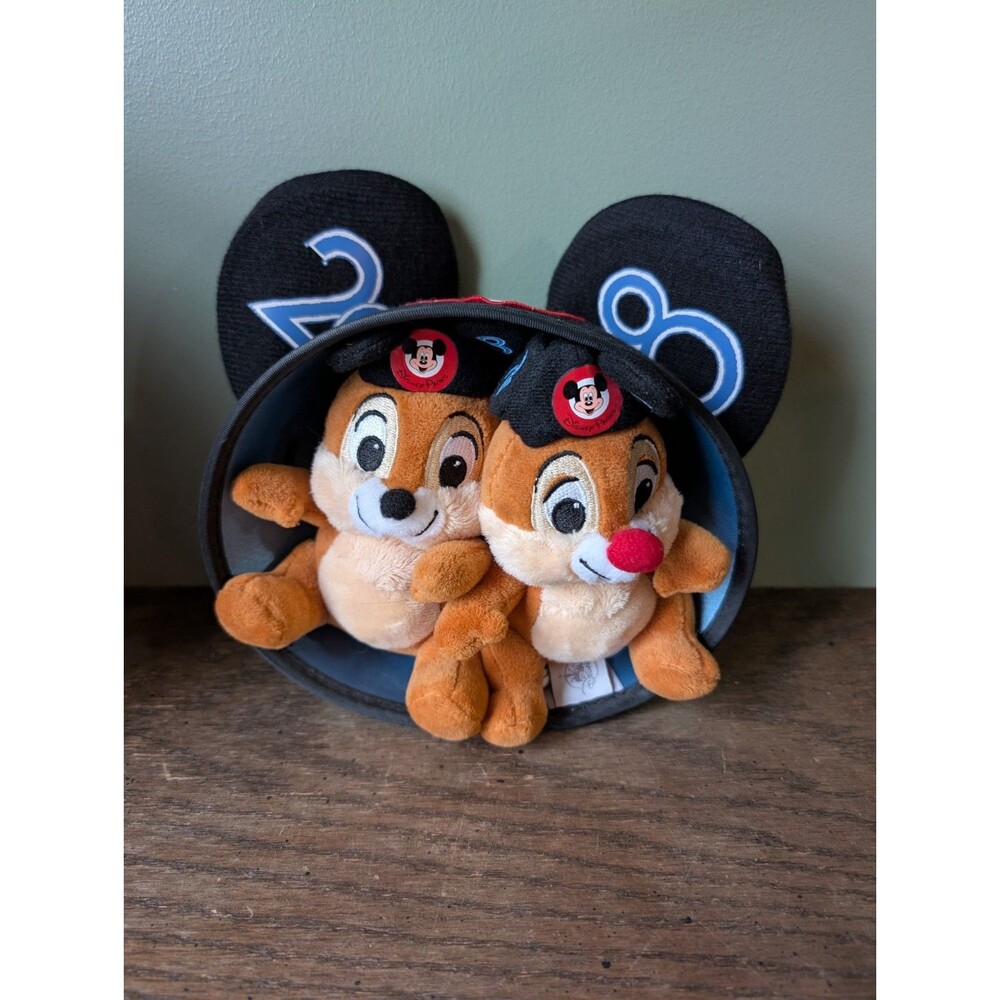 Disney Parks Chip and Dale Plush in Mickey Mouse Ear Hat 2018